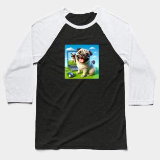 Pug Dog Smiles Baseball T-Shirt